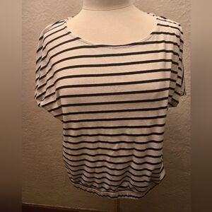 Colour Eighteen Black White Striped Dolman Top Casual Soft Tee XL